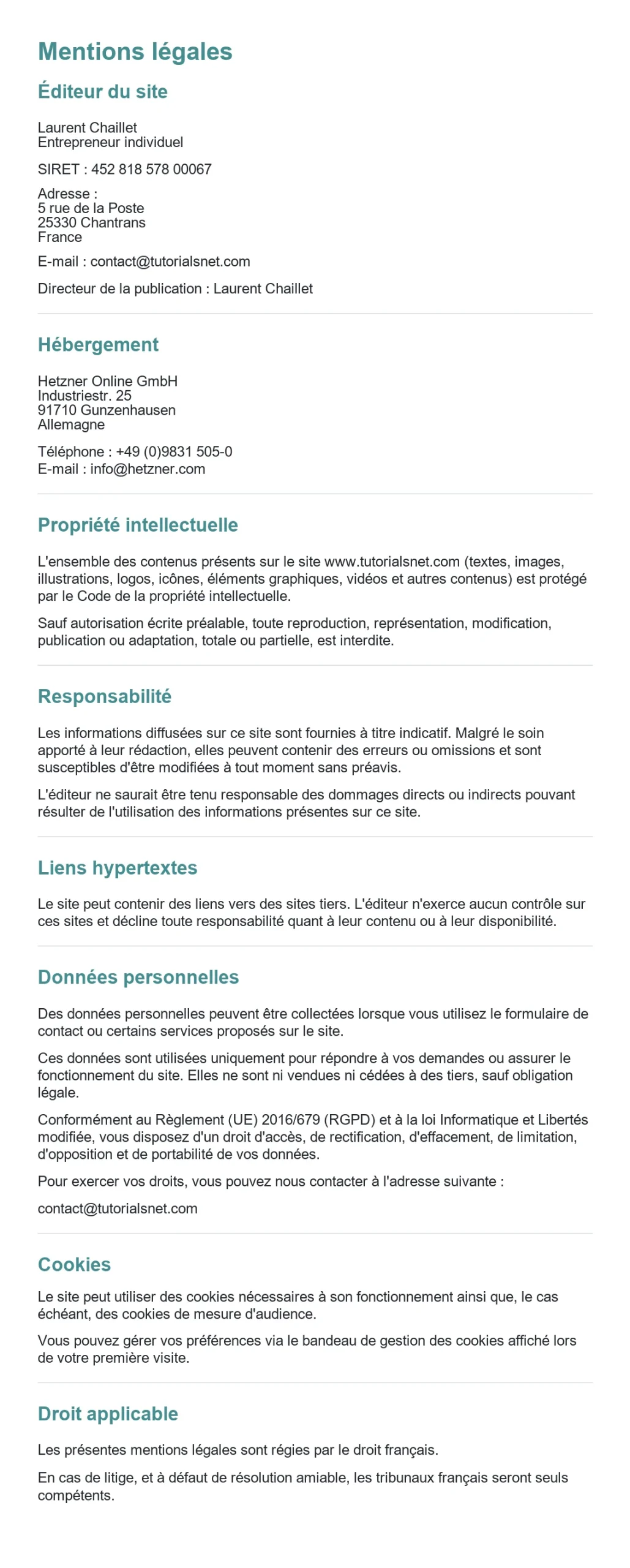 Mentions legales